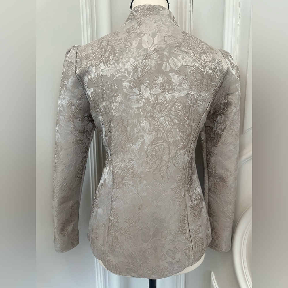 Miniye Chinese Style Jacket in Cream/Silver Brocade with Rich Embroidery - Picture 4 of 4
